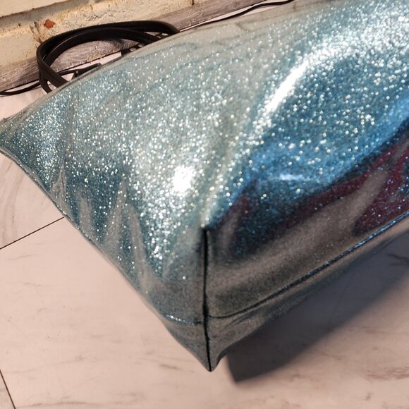 Like New Kate Spade Mavis Street Jeralyn Lakesedge Blue Glitter Tote Bag Purse - Picture 7 of 12